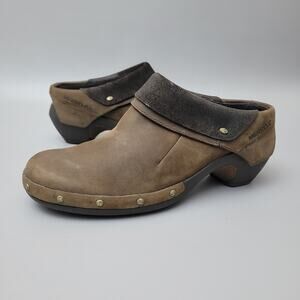 Merrell Womens 8.5 Clogs Mules Luxe Wrap Bitter Chocolate Brown Leather Shoes